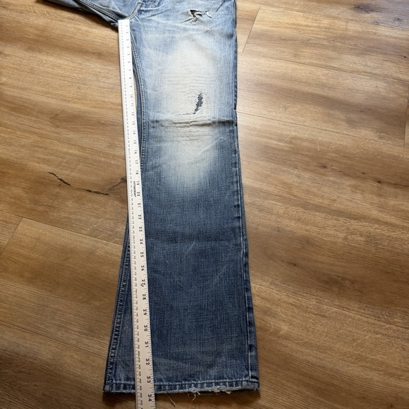 Diesel Zatiny Jeans Men 32x34 Blue Bootcut Italy Thrash Embroidery Faded 008LD - Picture 15 of 16